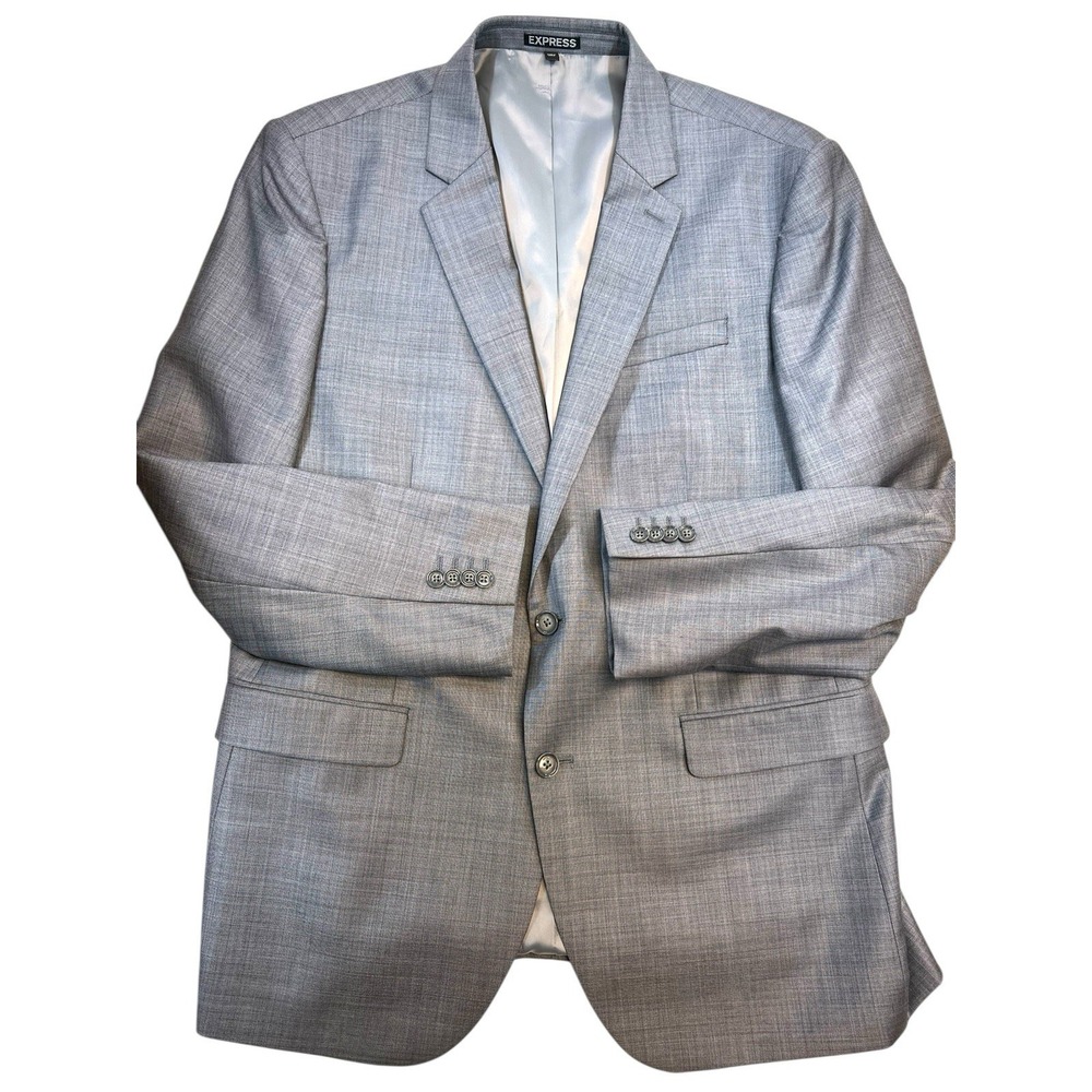 Express Producer Modern Fit Suit Jacket‎ Men's 33" Long 20" Pit To Pit Gray